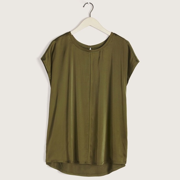 Addition Elle Tops - Addition Elle Olive Crew Neck Top 2x
